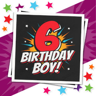 6 Jahre alter Superheld zum Geburtstag Junge 6. Ge Serviette