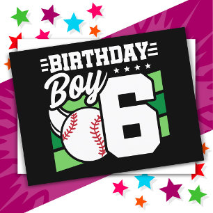 6 Jahre altes Baseball Party Thema 6. Geburtstag J Postkarte