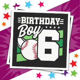 6 Jahre altes Baseball Party Thema 6. Geburtstag J Serviette