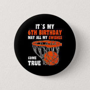 6 Jahre Altes Glück 6. Geburtstag Basketball 6. Ge Button
