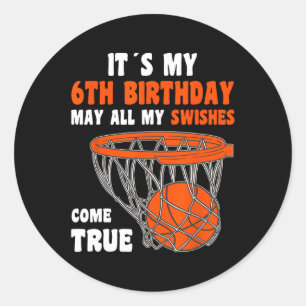 6 Jahre Altes Glück 6. Geburtstag Basketball 6. Ge Runder Aufkleber