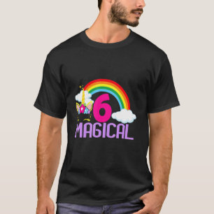 6 Jahre Altes Mädchen Magisches Einhorn 6. Geburts T-Shirt