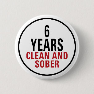 6 Jahre säubern und ernüchtern Button