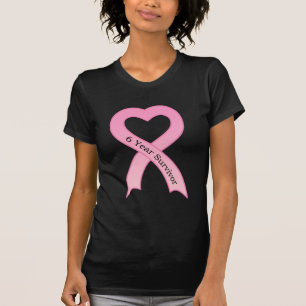 6 Jahre Überleben Rosa Ribbon Ladys Black T - Shi T-Shirt