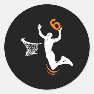 6-jähriger Baseball-Dunk 6. Geburtstagsfeier Junge Runder Aufkleber