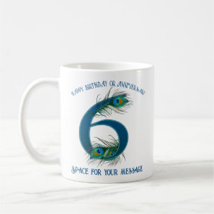 6. Jubiläums-Pfauenfeder individuell anpassbar Kaffeetasse