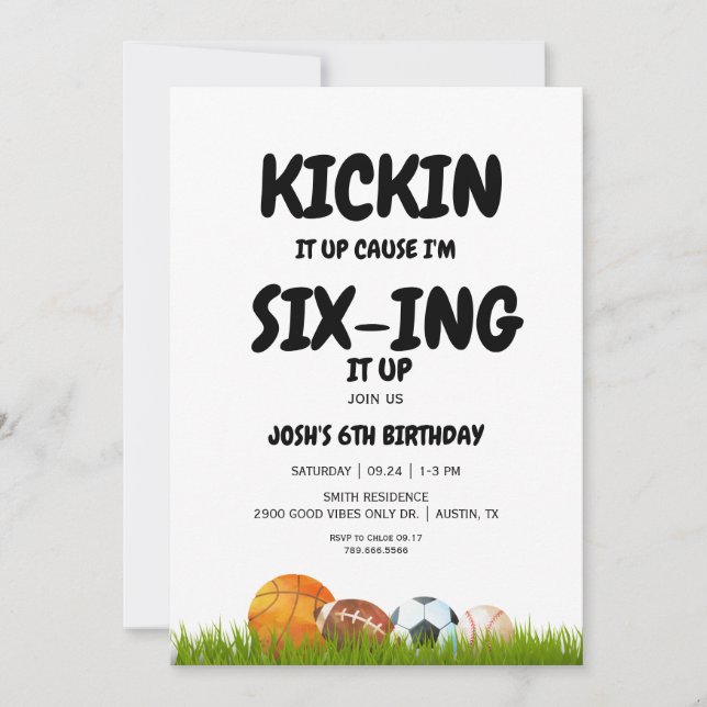 6. Junge Kickin it Up Birthday Party Einladung (Vorderseite)