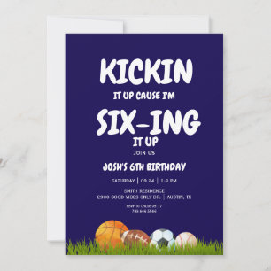 6. Jungen Kickin it Up Blue Geburtstagsfeier  Einladung