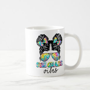 6. Klasse Vibes Messy Hair Bun Girl Ck zur Schule  Kaffeetasse