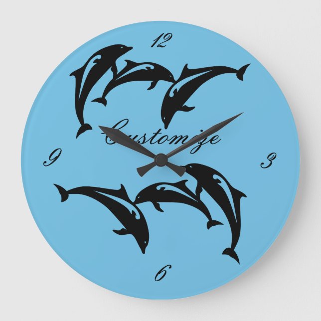 6 Leaping Porpoises Thunder_Cove Große Wanduhr (Vorderseite)