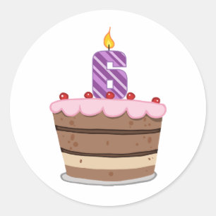 6. Lebensjahr am Geburtstag Runder Aufkleber
