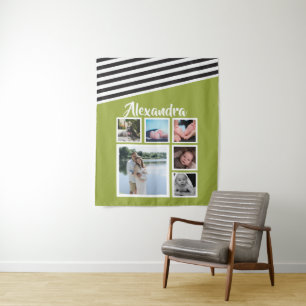 6 Limones Streifenmuster in FotoCollage Personalis Wandteppich