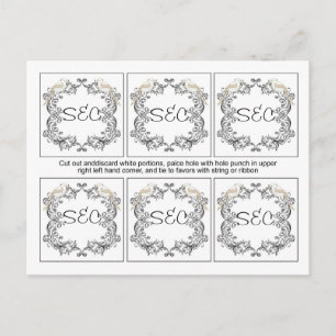 6 Love Birds Black/White Gastgeschenk Hochzeit Tag Postkarte