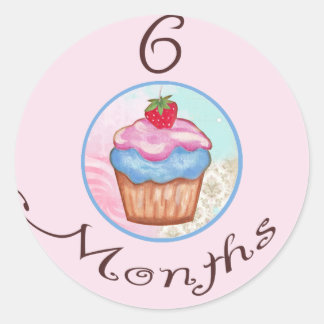 6 Monate Cupcake Meilenstein Runder Aufkleber