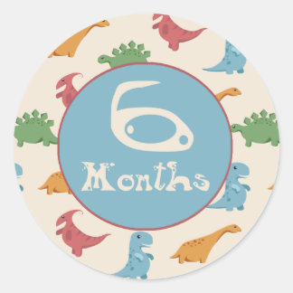 6 Monate Dinosaur Milestone Runder Aufkleber