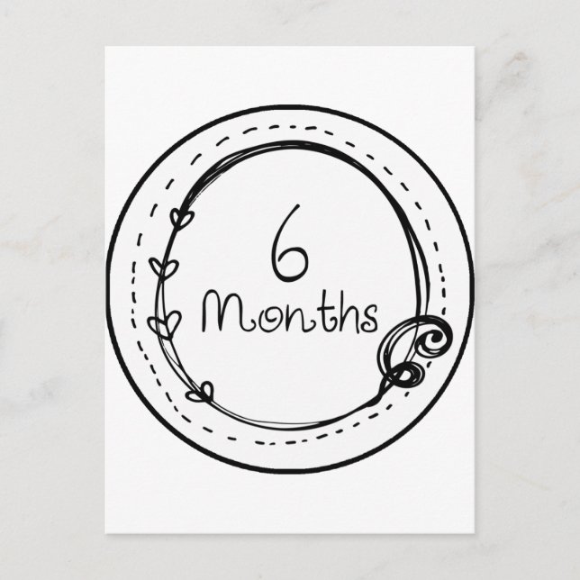 6 Monate Doodle-Meilenstein Postkarte (Vorderseite)