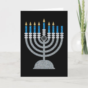 6. Nacht der Hanukkah Glitzer Card Dankeskarte