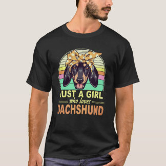 6 Nur Ein Mädchen Das Dachshund Vintage Liebt T-Shirt