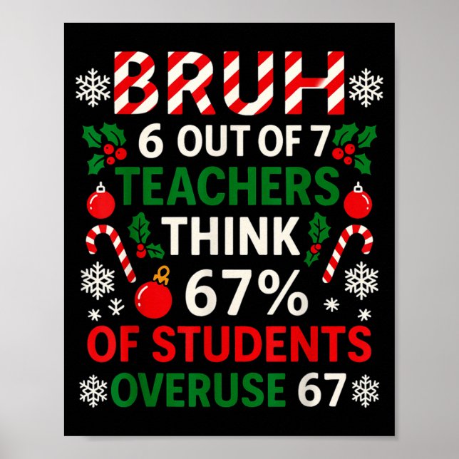 6 Out Of 7 Teachers Funny Ugly Christmas Sweater 6 Poster (Vorne)