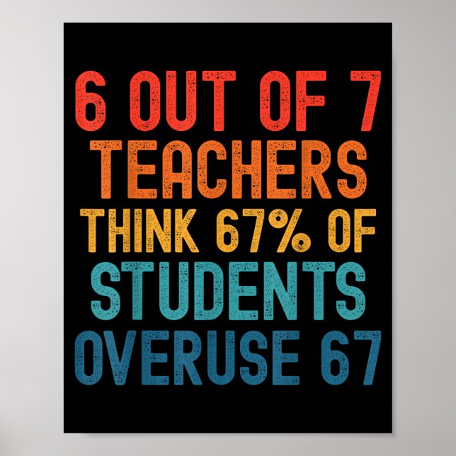 6 Out Of 7 Teachers Six Seven Meme Students Overus Poster (Vorne)