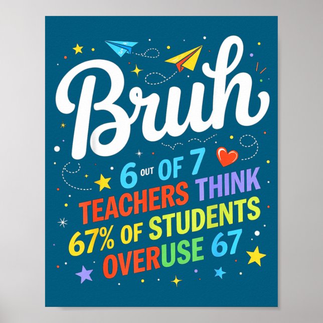 6 Out Of 7 Teachers Think 67% Of Students Overuse  Poster (Vorne)