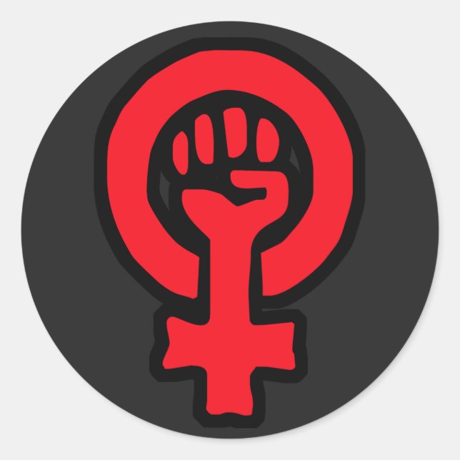 6 Pack Custom Red Glossy Feminist Symbol Stickers (Vorderseite)