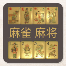 6 PapierUntersetzer - 麻雀麻将 Blumen u. Jahreszeiten