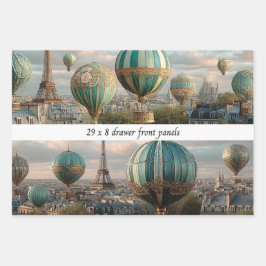 6 Paris Hot Air Balloon Wrapping Drawer Panels Geschenkpapier Set