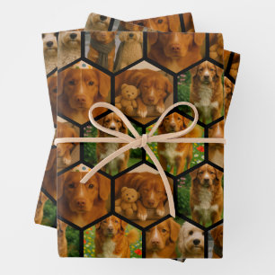 6 Personalisierte Vorlage für FotoCollage Geschenkpapier Set