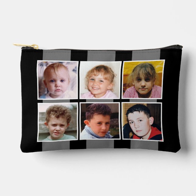 6 photo collage black grey zubehörtasche (Vorderseite)