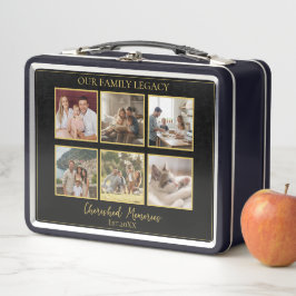 6 Photo Collage Elegant Keepsake Tin Box Metall Brotdose