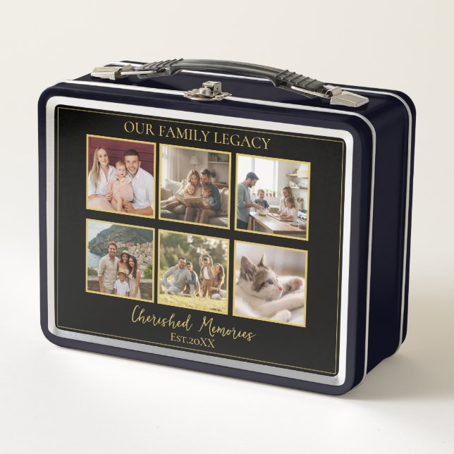 6 Photo Collage Elegant Keepsake Tin Box Metall Brotdose (Vorderseite)