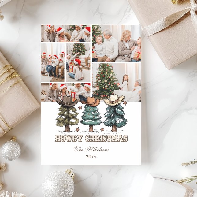 6 photo Western Howdy Christmas Feiertagskarte (Von Creator hochgeladen)
