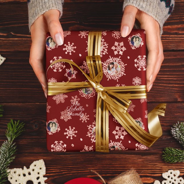 6 Pic Custom Rose Gold Glitzer Snowflakes Rotes Ge Geschenkpapier (Von Creator hochgeladen)