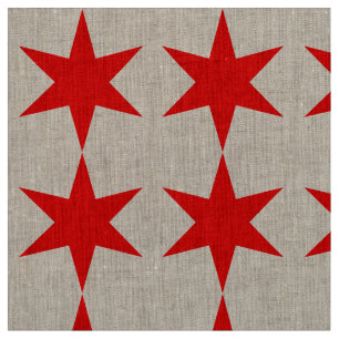 6-polige Chicagoer Flagge Red Star Stoff