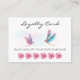 *~* 6 Punch Pink Blue Dragonfly Loyalty Card Treuekarte