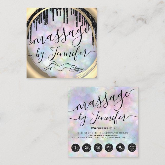 6 Punches Massage Wellness-Center Wellness Studio  Quadratische Visitenkarte (Vorne/Hinten)