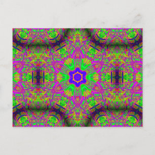 6-Punkte-blauer Start lila und gelb geometrisch Postkarte