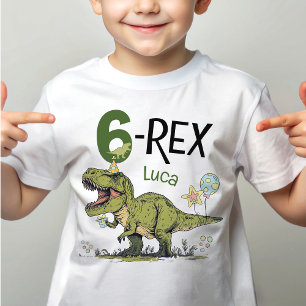 6-Rex Süßes Dinosaurier-Thema 6. Geburtstagsfeier  T-Shirt