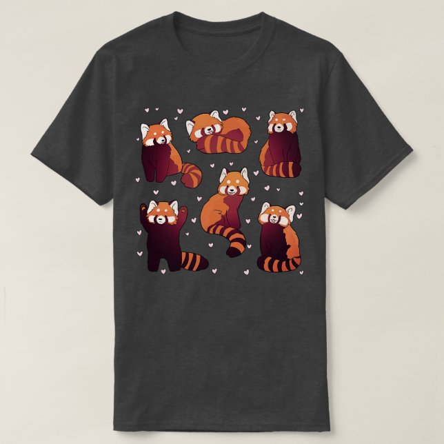6 Rote Panda-Aufkleber - niedliche Abbildung 1 T-Shirt (Design vorne)