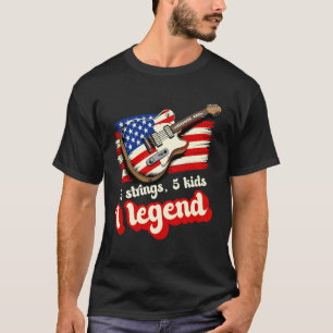 6 Saiten 5 Kinder 1 Legende USA-Flagge Gitarre Mus T-Shirt