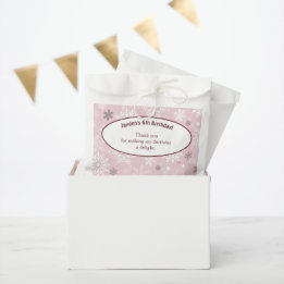 6. schneeflockengestaltete Geburtstagsfeier Rosa Geschenktütchen