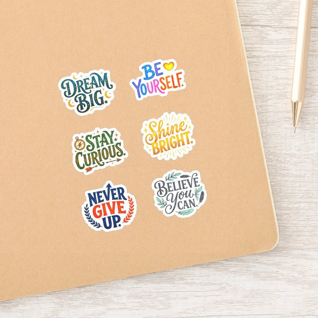 +6 (Schüler & Kinder) Ermutigung & Motivation Aufkleber (Motivational stickers for students, Encouragement sticker for kids, Positive affirmations for school)