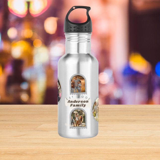 6 Sechs Foto Moderne Elegante Collage Family Liebe Edelstahlflasche (Von Creator hochgeladen)