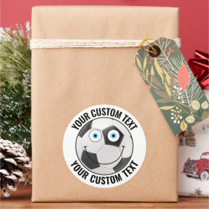 6 Soccer Ball Personalisiert Text Custom Happy Fac Runder Aufkleber