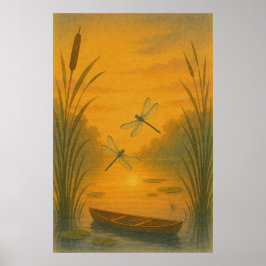 6. Sommer, Dragonfly Dusk, Saisondruck Poster