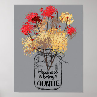 6 Süße Blumen-Tante-Mutter-Glück Ist Eine Tante Poster