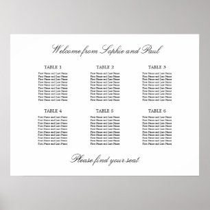 6 Tabelle Elegantes Minimalistisches Sitzdiagramm Poster