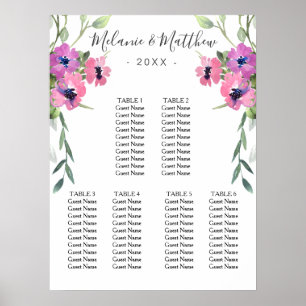 6 Tabelle   Eukalyptus Floral Wedding Chart Poster