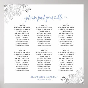 6 Tabelle Frilly Wedding Seating Chart Blau auf We Poster